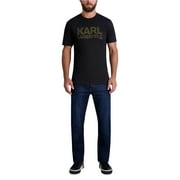 Karl Lagerfeld Mens Slim Fit Textured Logo Graphic T-Shirt, Black, Medium